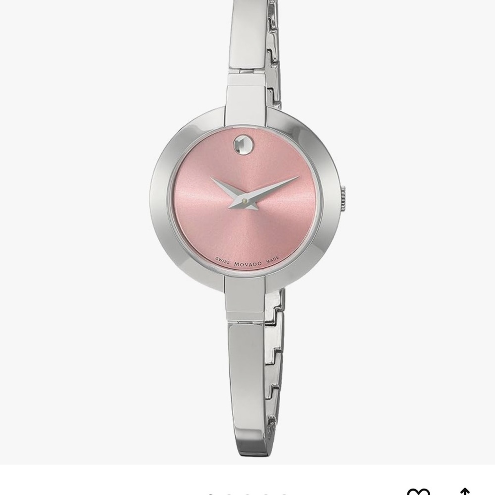 Movado Women's Silver Watch with Pink Dial